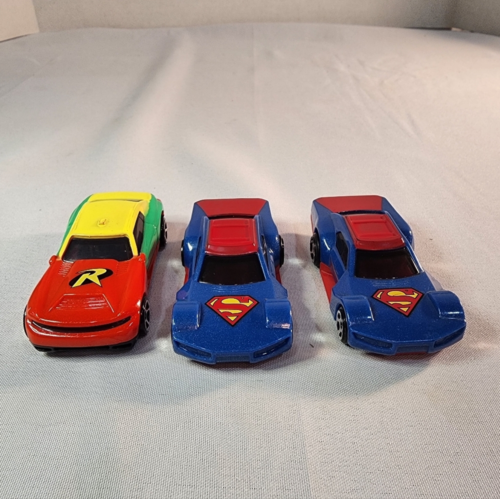 Hot Wheels McDonald's Superman (x2) & Robin Friction Pull Back Cars Mattel